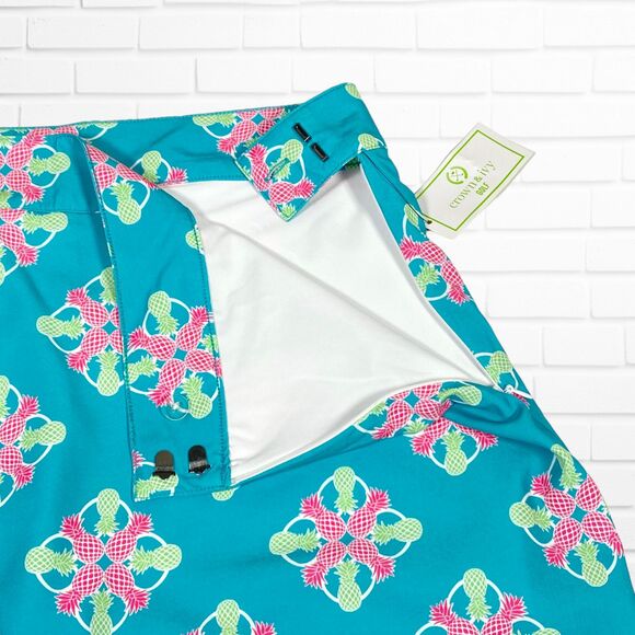 Crown & Ivy Golf Skort 12 Turquoise Pineapple Pocket Shorts Skirt Cruise Preppy - Picture 4 of 10